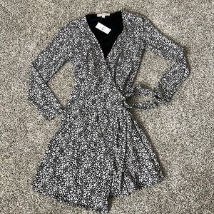Black and white LOFT wrap dress